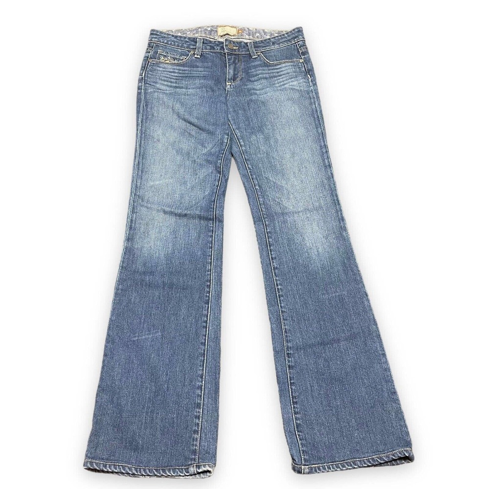 Paige Women's Benedict Canyon Premium Denim Boot Cut SZ 28 Embroidered Pockets